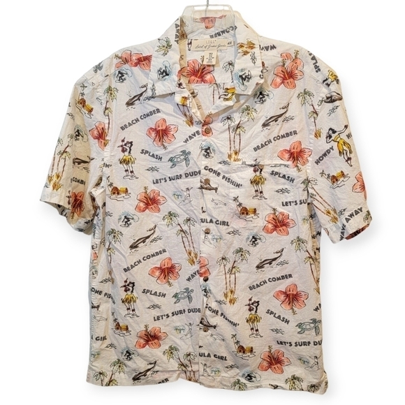 H & M Hawaiian Shirt Button Down short sleeve Tropical Surf Beach Size M - Picture 13 of 13